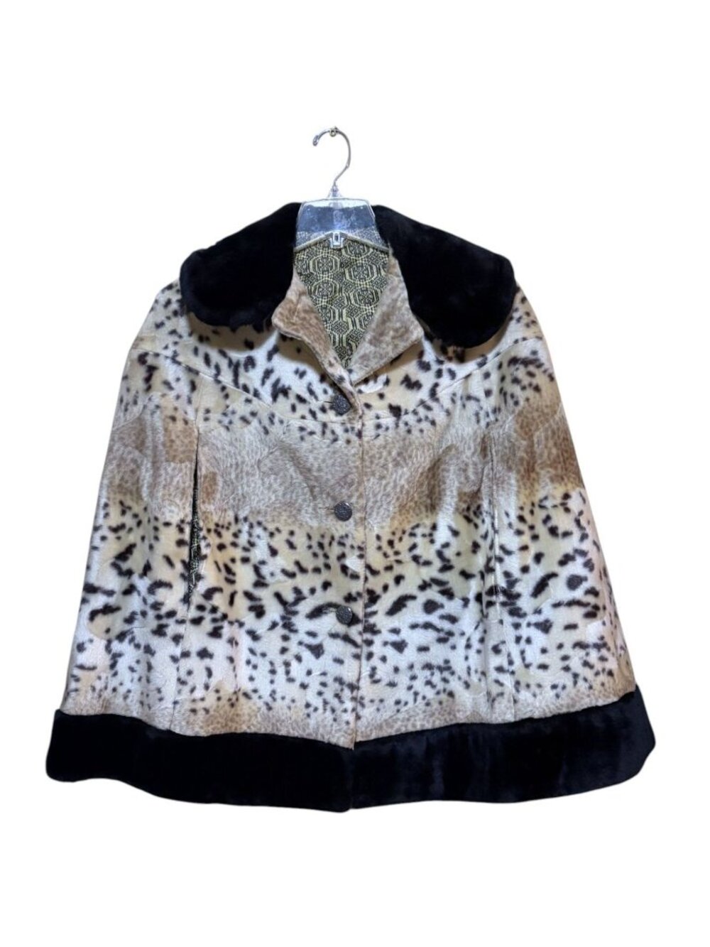 VTG Trego Westwear Faux Fur Cape M Oversize Animal Print Cat Cheetah Patchwork
